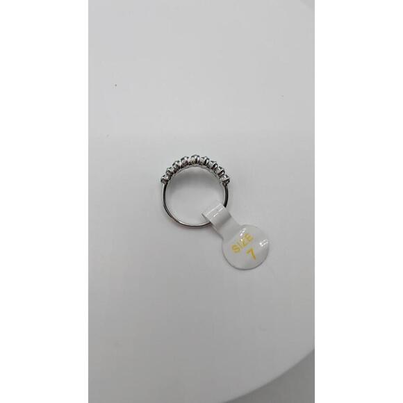 Silver Tone Ring with Blue Rectangular Stones Size 7 - Picture 7 of 9